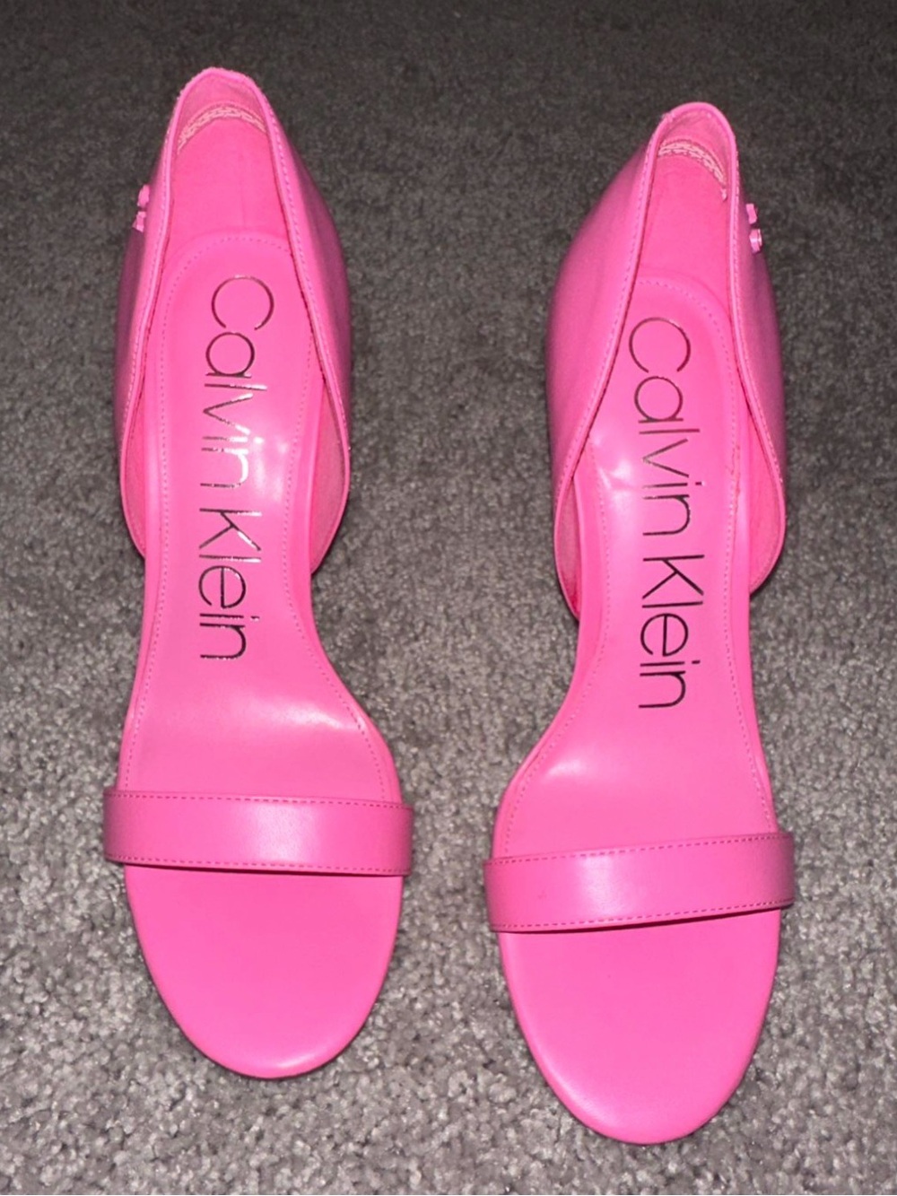 Calvin Klein Neon Pink Open-Toe Block Heel Sandals